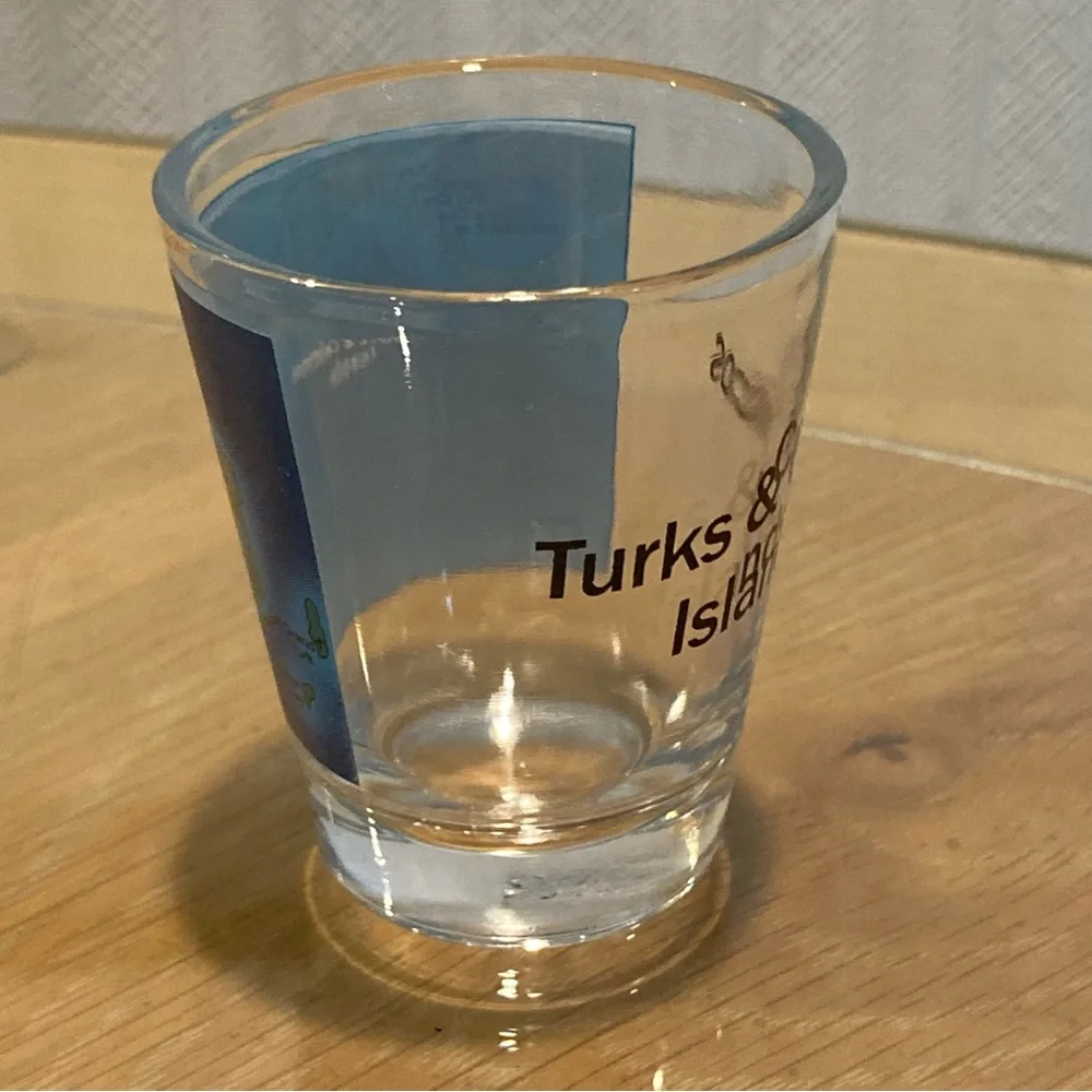 Vintage Y2K Turks and Caicos Islands Souvenir Shot Glass 2.5 inches